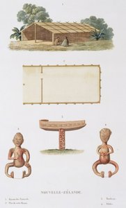 A Spirit House, New Zealand, from Voyage autour du Monde by Louis Isidore Duperrey by L.I. and Chazal, A. Duperrey